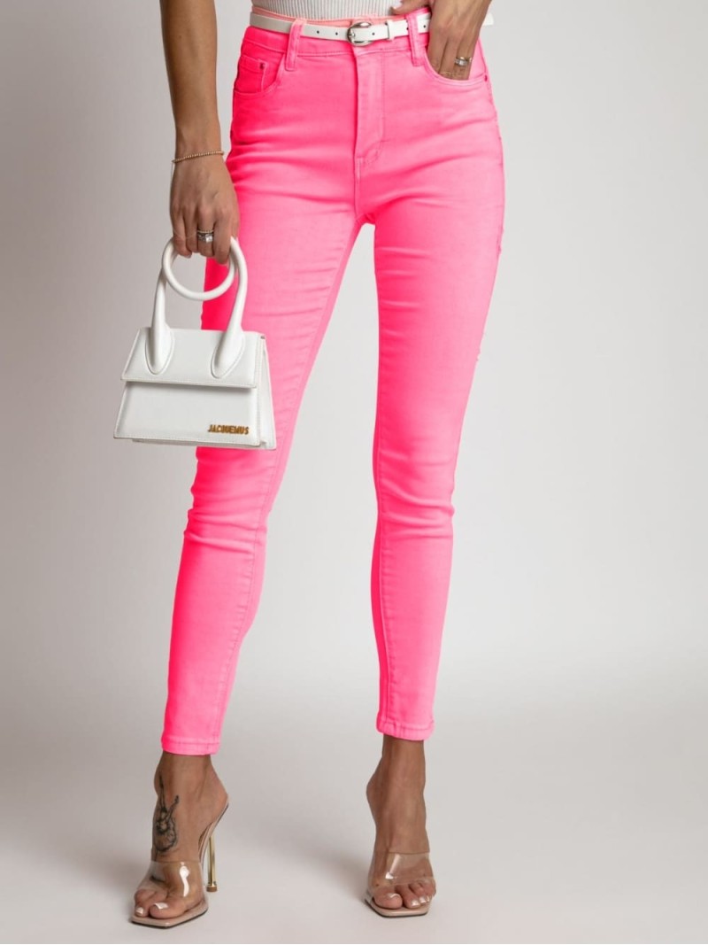 Pantaloni denim push up roz neon 46669